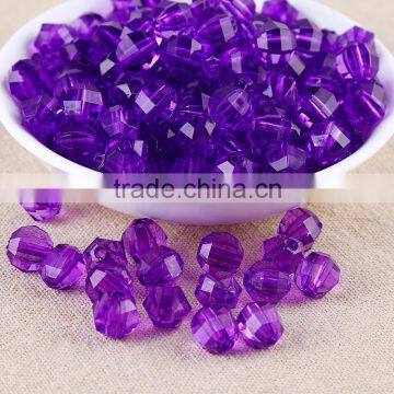 Dark Purple Color Wholesales 8mm to 20mm Stock Acrylic Clear Transparent Faceted Beads for Kids Girls Jewelry