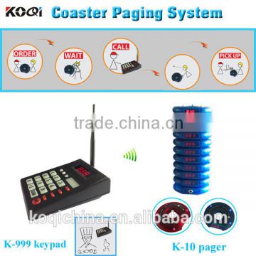 Wireless queue management system transmitter keyboard coaster pager restaurant vibrating pagers restaurant paging system