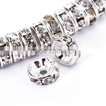 Silver Plated Clear Color #001 Rhinestone Jewelry Rondelle Spacer Beads Variation Color and Size 4mm/6mm/8mm/10mm