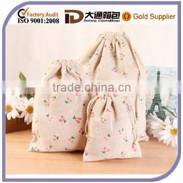 Organic Cotton Gift Hessian Bag Travel Drawstring Cosmetic Bag Set