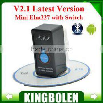 Super Mini Bluetooth ELM327 ELM 327 OBD2 CAN-BUS Diagnostic Car Scanner Tool + Switch