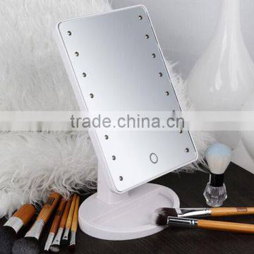 LED personal self standing table mirror