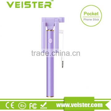 Veister 2015 portable mobile camera remote control wire selfie stick