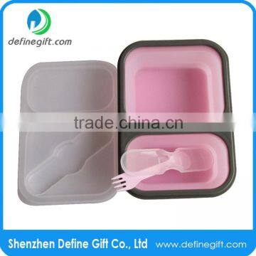 Reusable Food Grade FDA Standard Silicone Collapsible Lunch Containers Compartments