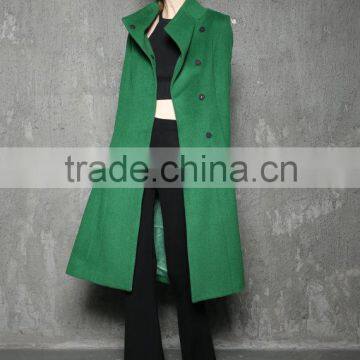 Green Long Coat Winter Coat Wool Jacket Army Coat photo-2