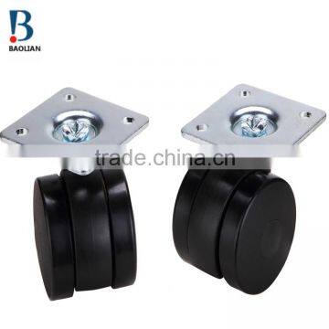 2016 Shenzhen Hot-sale 2 Inches Black Nylon Plate Swivel Plastic Furniture Caster Double Wheels for Suitcase photo-3
