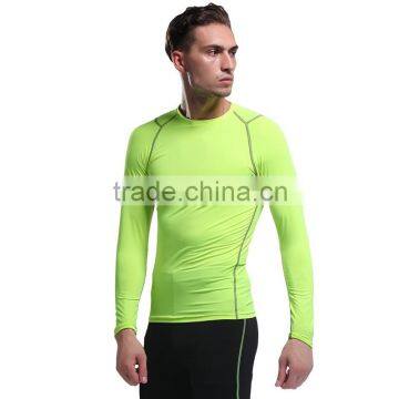 custom long sleeve fluo yellow Nylon skin compression tights