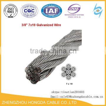 7x19 Hot Dip Galvanized Steel Cable Wire Rope 3/8 Steel Cable Wire