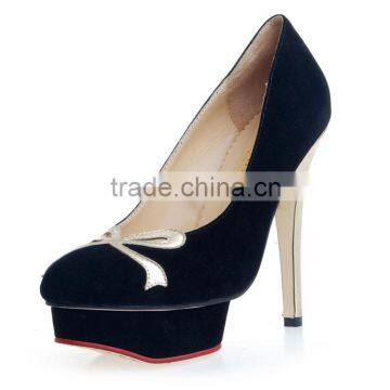 Latest Sheepskin Footwear High Heels Woman Shose 2016 With Bowknot photo-3