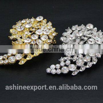 Bridal Bright Leaf Flower Rhinestone Brooch/handmade Rhinestone Brooch photo-3