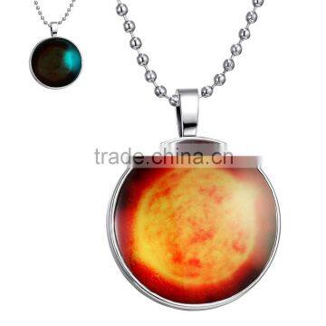 DIY jewelry Round Glass Necklace Sun Glow in The Dark Jewelry