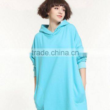 Womens Plus-Size Maxi Long Sleeve Pullover Hoodie Sweatshirt Dress With Big Pockets