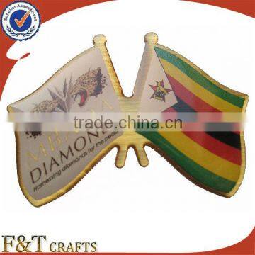 professional manufacture hot selling national flag pin badge crossed flag pins