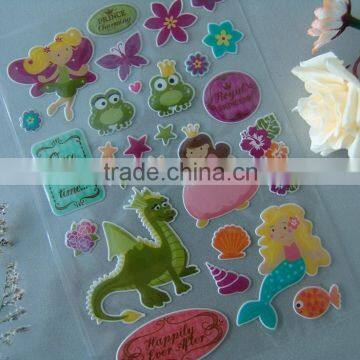 Customized cute cartoon epoxy sticker for kids home decor/party/car decor