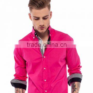 Stylish Casual Slim Fit Pink Shirts for Men photo-3