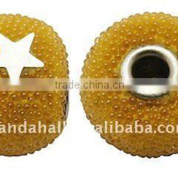 Handmade Indonesia Beads, with Brass Core, Round, Gold, about 14x11mm, hole: 3mm(IPDL-A010-43)