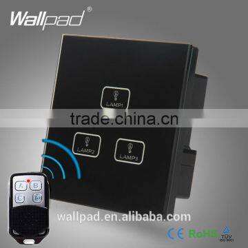 Smart Home 3 Gang Remote Best Quality Wallpad Black Crystal Glass Switch Remote Wireless 3 Gang Touch Light Control Switch