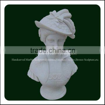 Hand Carved White Marble Stone Bust Statue