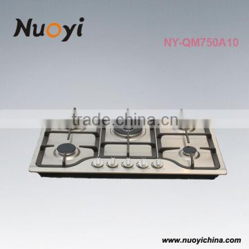 NY-QM750A10 750mm gas hob stainless steel 5 burner gas stove price cooking equipment