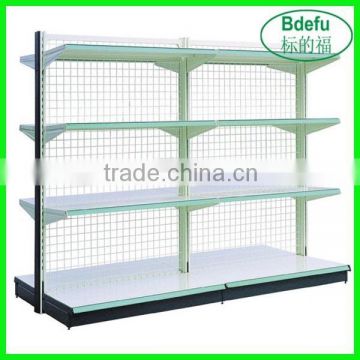 Store display shelf with grid wall