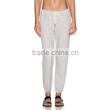 New deisgn women white 100% cotton french terry night pants with string