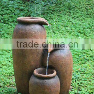 three pot polyresin water fountain