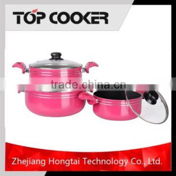 Aluminium Non-stick Coating Double Handle Cookware Sauce Pot Set