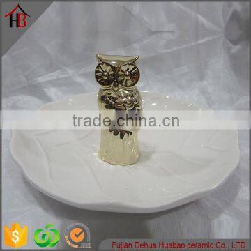 ceramic owl plating for household decorate