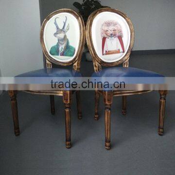 Classic Leather Armless Dining Chair/Wooden Dining Chair/Louis Solid Wooden Dinner Chair photo-6