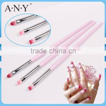 ANY Nail Art Beauty Care Design Pink 3 PCS UV Gel Brush for One Stroke Painting