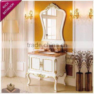 ROCH 151 High Quality Luxury Wood Cabinet Bathroom With Marble Top