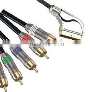 High Quality Scart To 6RCA audio video cable