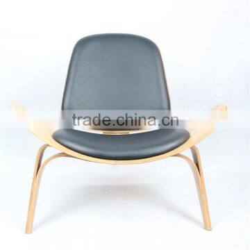 Royal Decor Furniture Plywood Lounge Shell Chair With Leather Cushion photo-2