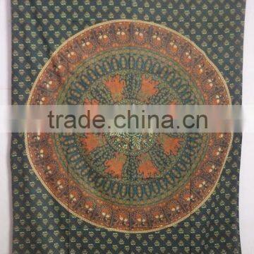 RT-614 Mandala Multi Color Tapestry Wall Hanging Sanganeri Screen Printed Bedspread, Bed Cover Jaipur Manufacturer