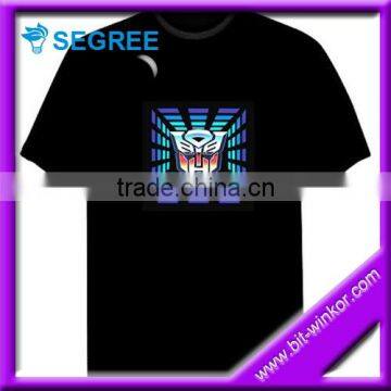 Brand new El panel tshirt sound active tshirt for New Year directly manufacturer