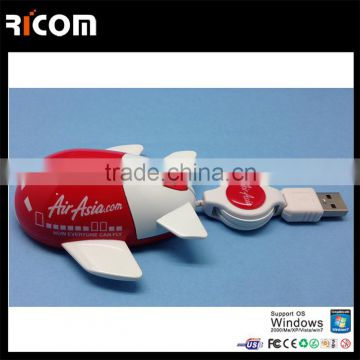 Fashionable gifts custom logo usb wired airplane computer mouse