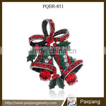 2015 New design fashion christmas gift retro rhinestone bell brooch