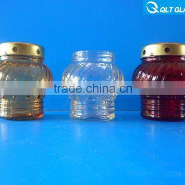 decorative small candle holder glass candle jar with metal lids