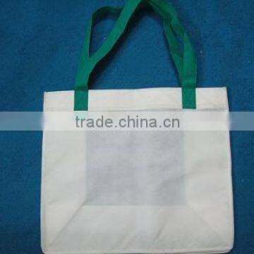 White Color With Green Belt Shopping Bag