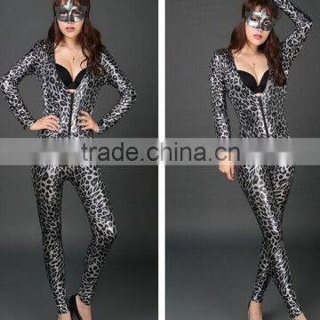 9315 2015 wholesale fashion new pattern european paint bright leather Leopard sexy women night club bar dancing costume romper