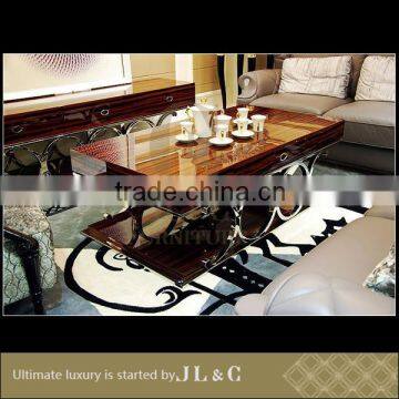 Stainless Steel Coffee Table Ebony Veneer-From JLC Luxury Home Furniture