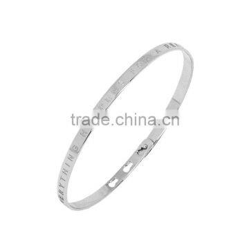 Memories Bangles With Customize Design Word 'EVERYTHING HAPPENS FOR A REASON' With 4mm/7mm Width