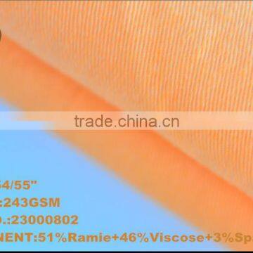 Ramie and Cotton Interwoven Spandex Elastic Fabric Plain Dyeing Fabric Twill Fabric photo-2