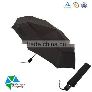 Portable Automatic Black Fold Travel Umbrella with Wind Vent