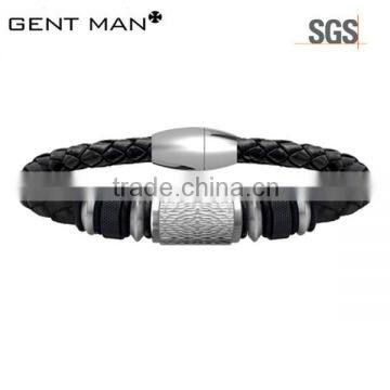 Magnetic Clasp Leather Wrap Men Bracelet