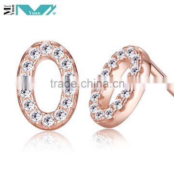 Fashionable number stud earrings silver 925