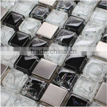 balck and white ice crackle metal mosaic tiles