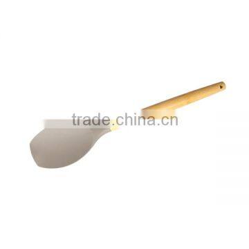 CK008 Silicone Shovel, Silicone Slotted Turner, Silicone Spatula with bamboo Handle