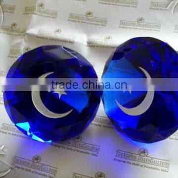 optic Crystal Diamond Moon and Star Paperweight(R-1445)