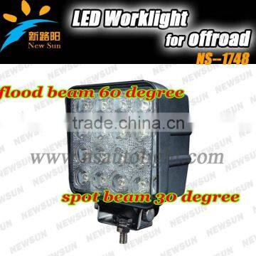 Car Accessory 48w led truck light 8-30v Work light Truck For Jeep Atv 4wd Boat 4.3inch Square Light